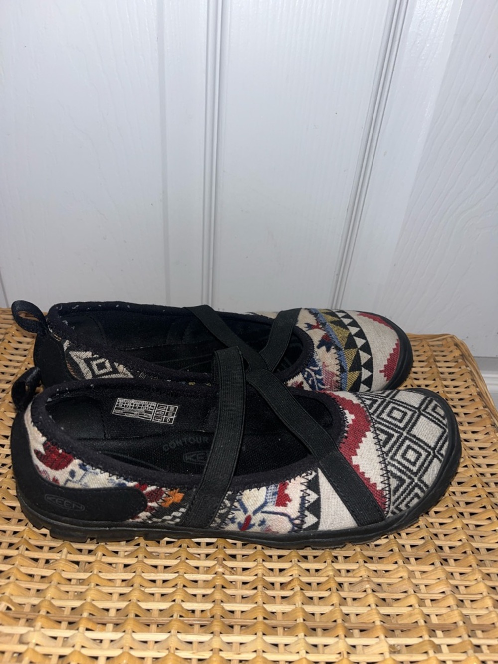KEEN Hush Knit Mary Janes in Aztec southwestern pattern